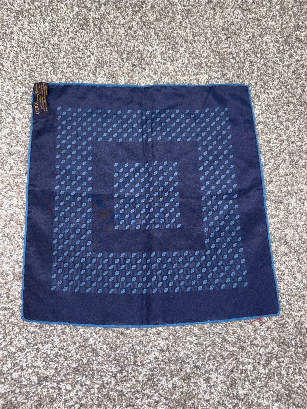Vintage Gucci Silk Pocket Square in Blue